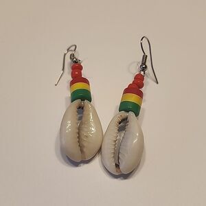 Rasta Beaded Shell Drop Earrings Womens Teen Gift Jewelry Beachy Vibes Cool